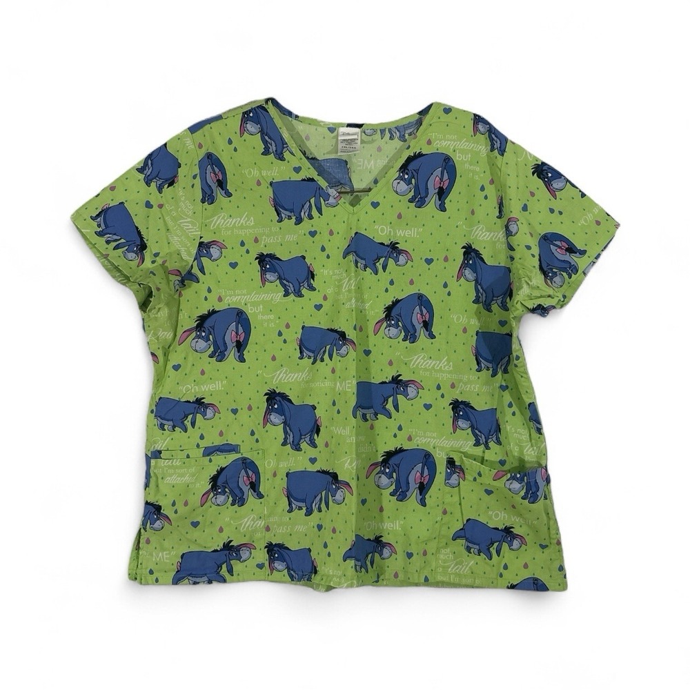 Disney Winnie The Pooh EEYORE Medical Scrub Top Women's Size 2X